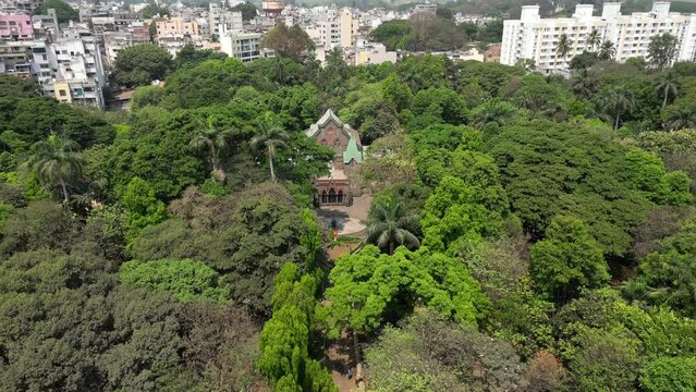 Town Hall museum wide drone view in kolhapur in Maharashtra