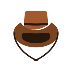Brown cowboy hat icon flat vector design