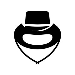 Black cowboy hat icon flat vector design