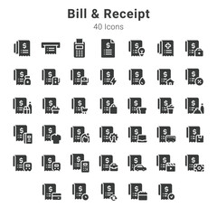 bill and receipt icons collection