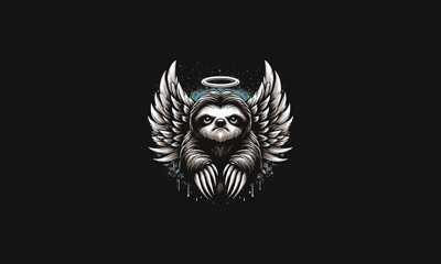 sloth with wings angry vector mascot design - obrazy, fototapety, plakaty