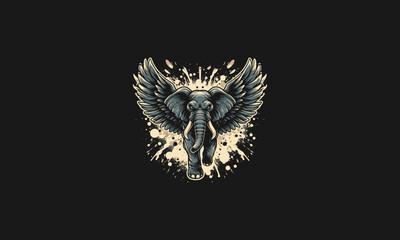 elephant angry with big wings vector artwork design - obrazy, fototapety, plakaty