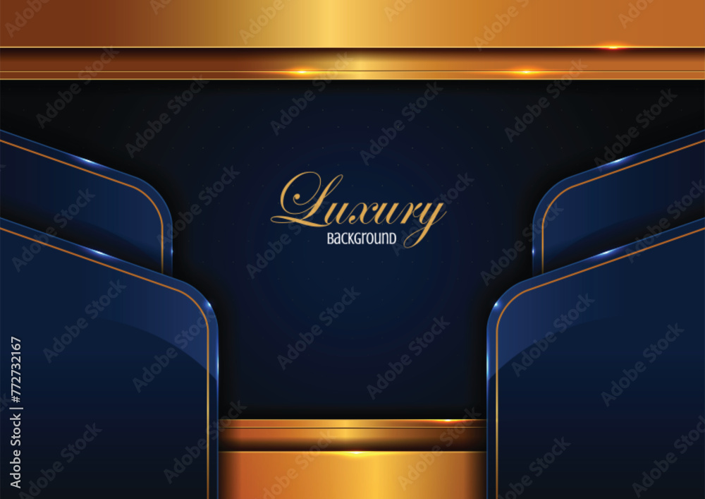 Wall mural luxury lines blue and gold background, elements, perfect marketing materials, Modern banners websites, premium Illustration.