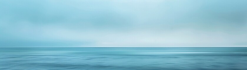 Coastal area, PM25 pollution close view, blurred horizon, soft sea texture, muted blues - obrazy, fototapety, plakaty