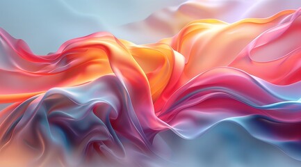 Pink, orange, and blue abstract silky background - obrazy, fototapety, plakaty