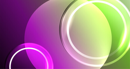 Neon glass circle copyspace for your text or product presentation geometric background. Vector illustration For Wallpaper, Banner, Background, Card, Book Illustration, landing page
