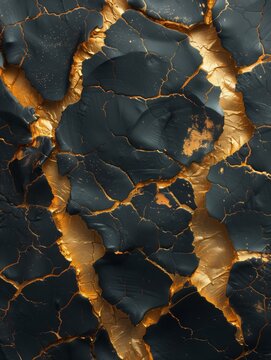 Black background with golden gold foil texture cracks