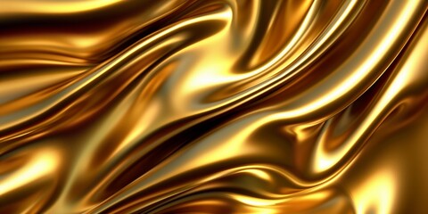Abstract silky waves gold background