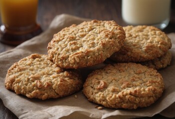 Anzac Biscuits These are sweet biscuits made from oats, coconut, golden syrup, and butter, traditionally associated