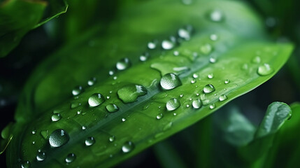 Fresh Water on the Tropical leaves