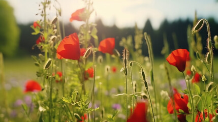 Fototapeta premium Fresh and Beautiful Flower and Plant trees Graphic Illustration