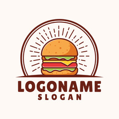 burger logo template, Suitable for restaurant and cafe