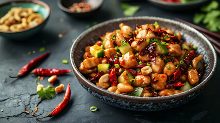 Sichuan Sensation: Diced Chicken in Chili Sauce - obrazy, fototapety, plakaty