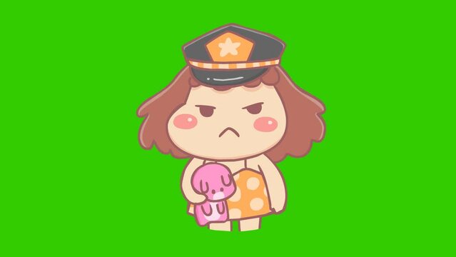 acknowledge animation, Cute girl on green screen