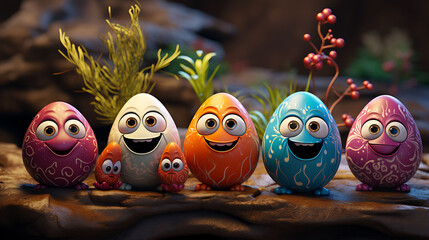 Cute colored easter eggs. Happy Easter