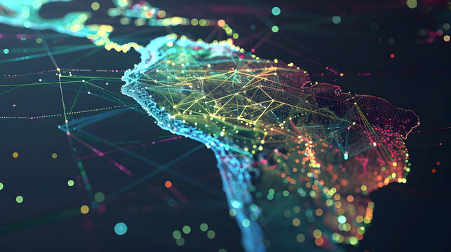 digital map of South America. generative ai. - Powered by Adobe