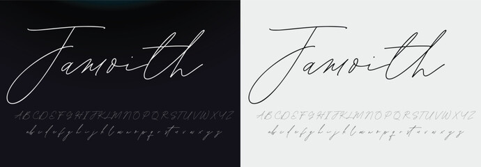 Lettering signature font isolated on grey background. brus style alphabet. Vector logo letters. © sayka