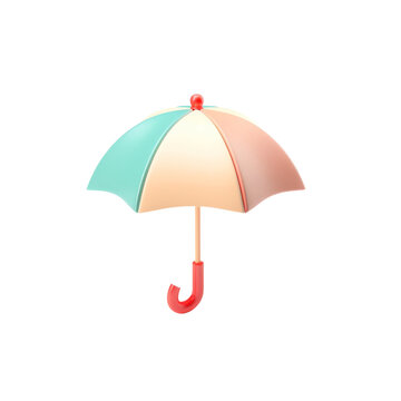 Elegant Pastel Toned 3D Rendered Umbrella with a Subtle Gradient and Curved Handle