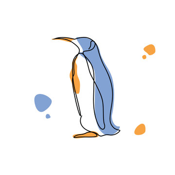 Cute Pinguin Line Art Vector. Pinguin Illustration design for Wall art Print