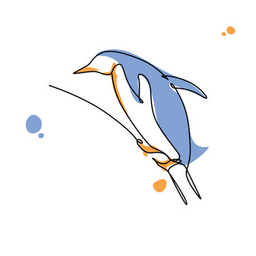 Cute Pinguin Line Art Vector. Pinguin Illustration design for Wall art Print