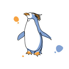 Cute Pinguin Line Art Vector. Pinguin Illustration design for Wall art Print