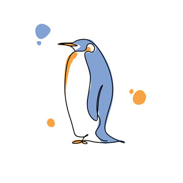 Cute Pinguin Line Art Vector. Pinguin Illustration design for Wall art Print