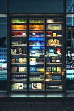 A digital library of knowledge and information, with virtual shelves stacked with ebooks, digital archives, and multimedia resources accessible to users worldwide, Generative AI