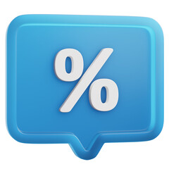 3d render of shopping chat bubble discount icon.