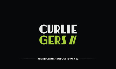 Curlie Gers is Modern abstract digital alphabet font. Minimal technology typography, Creative urban sport fashion futuristic font and with numbers. vector illustration