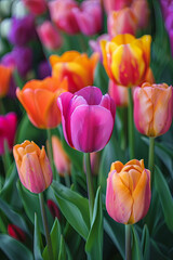 A closeup of a beautiful tulip flower