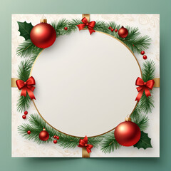 Fototapeta na wymiar christmas frame with branches and decorations