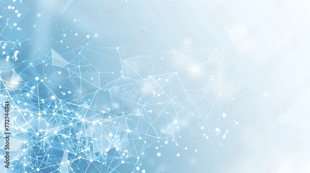 Wall mural abstract blue network background with light effects. digital technology and connectivity concept for