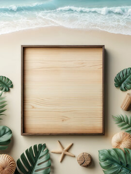 Summer background with wooden board.Ai