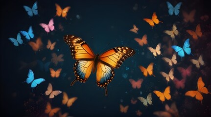 Butterfly spots orange yellow white background Isolate  Generative Ai 