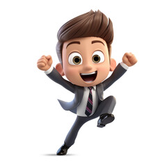 3d cute young businessman character act surprise
