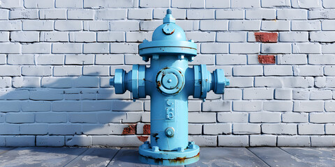 fire hydrant in the street, blue fire hydrant in Lodz, Poland, hydrant on sydewalk
 - obrazy, fototapety, plakaty