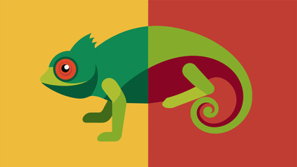Fototapeta premium A chameleon blending into different backgrounds representing the internal struggle of adapting ones behaviors to accommodate conflicting values