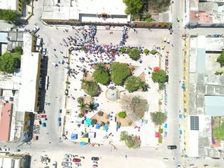 acanceh, yucatan mexico, aerial view zenit
