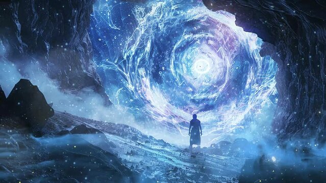 galactic gateway ethereal being emerges. seamless looping overlay 4k virtual video animation background