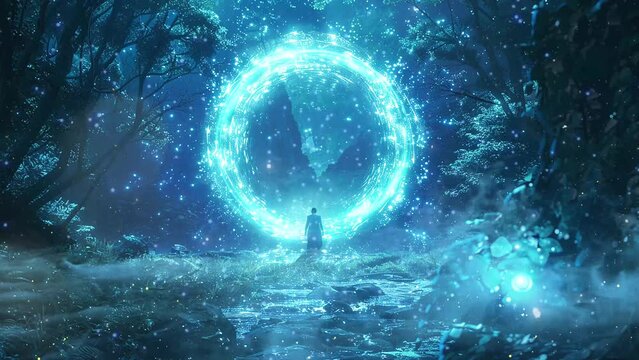 cosmic encounter ancient entity materializes amidst. seamless looping overlay 4k virtual video animation background