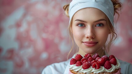 Bakery owner promoting custom cake designs, sweetness and celebrations