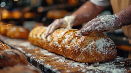 Bakers rising early to prepare fresh bread, tradition and warmth - obrazy, fototapety, plakaty