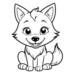 a cute fox sitting down coloring pages