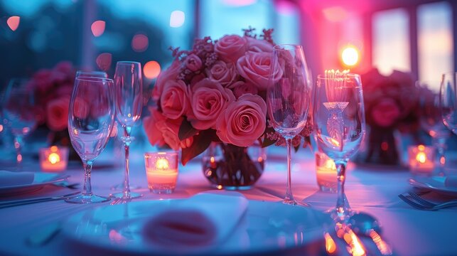 Corporate event planning, elegant setup, attention to detail, festive and professional