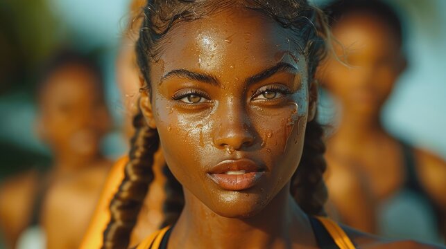 Fitness trainers motivating clients in an outdoor boot camp, energy and encouragement - Powered by Adobe