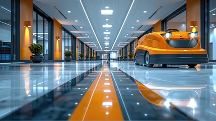 Professional cleaners maintaining cleanliness and hygiene in a large office building - obrazy, fototapety, plakaty