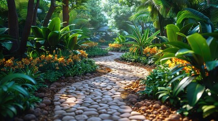 Serene botanical garden, peaceful escape, green business concept - obrazy, fototapety, plakaty