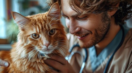 Veterinarians caring for animals in a clinic, compassion and medical care