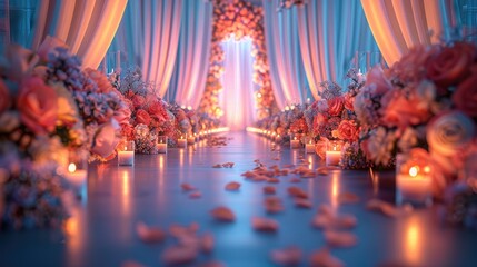 Wedding venue advertising magical ceremony settings, love and memories