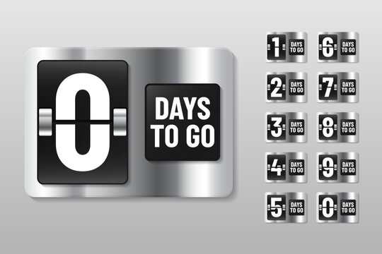 Realistic Silver Countdown Badges Advertising Banner Collection